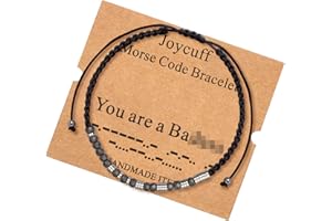 JoycuFF Inspirational Morse Code Bracelets for Women Men Birthday Christmas Gifts for Daughter Mom Dad Sister Aunt Boys Jewelry Encouragement Adjustable Beaded Wrap Bracelet