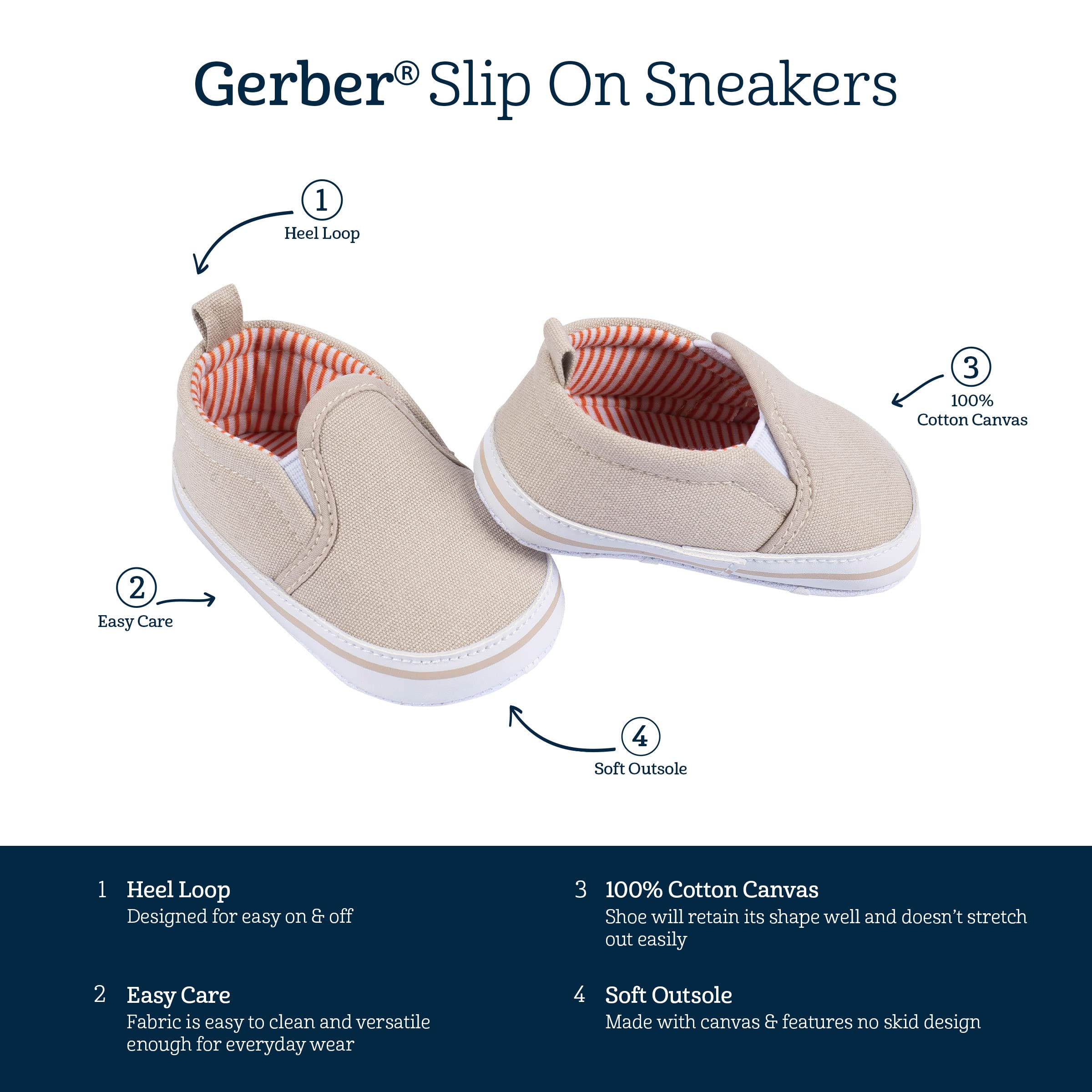 Gerber Unisex-Baby Newborn Infant Toddler Boy and Girl Slip-on Sneaker Crib Shoe