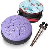 Ubblove Steel Tongue Drum for Kids: 6 Inch 11 Note Rain Drum for Beginners | Music Score and Note Stickers Guide Simple Melodies, Steel Drum with Bag for Meditation Music Practice Kid Music Gift, Purple