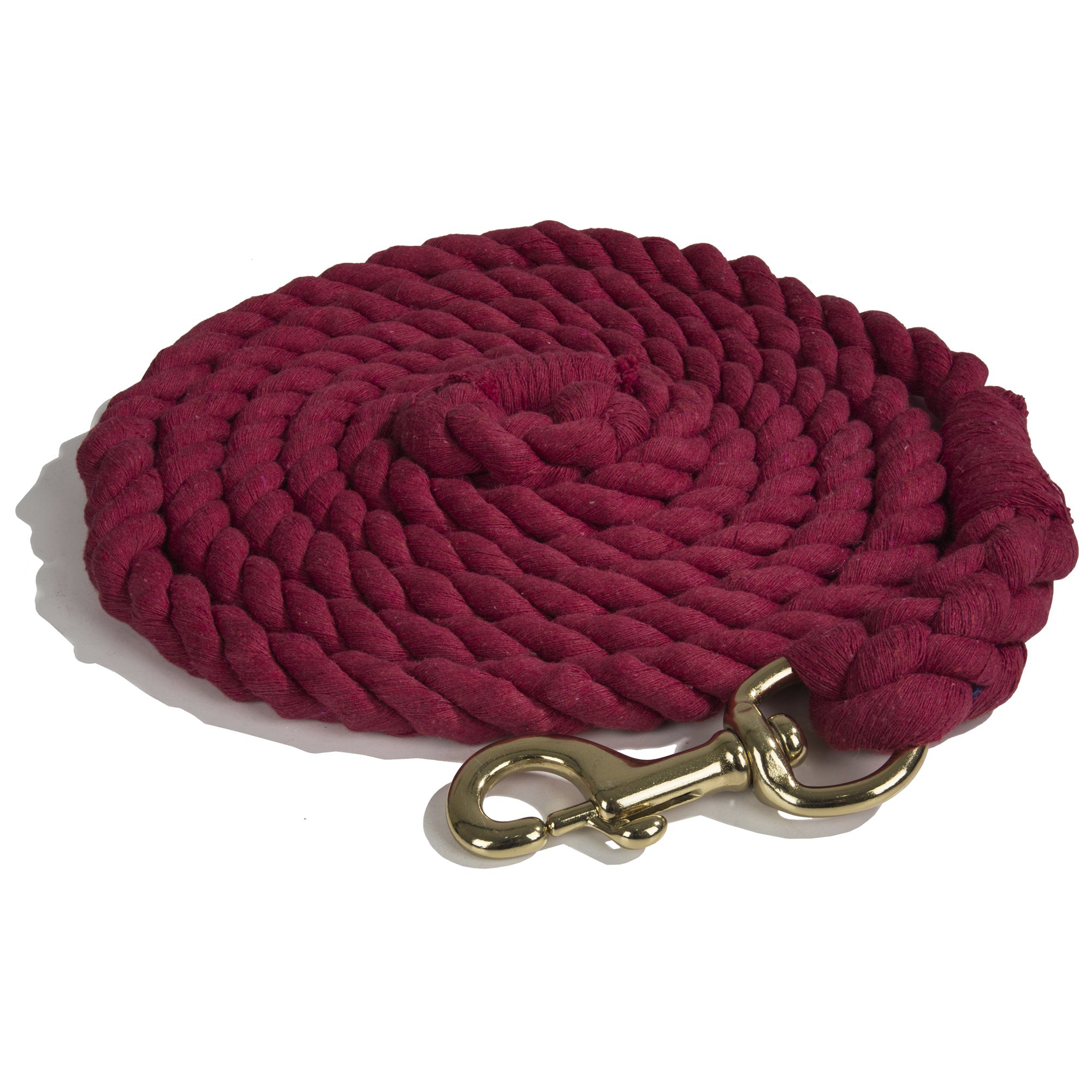 Intrepid International Horse Tack - Heavy Duty Cotton Rope Lead Ropes for Horses, with Durable Brass Trigger Snap, Attaches to Halter or Harness, Soft and Comfortable Grip - Burgundy, 10 Feet
