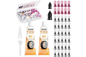 40 PCS Tire Repair Rubber Nails Kit with 2 Tubes of Black Tire Sealant Glue, 2026 New Screw in Tire Plugs Kit, Fast Self-Serv