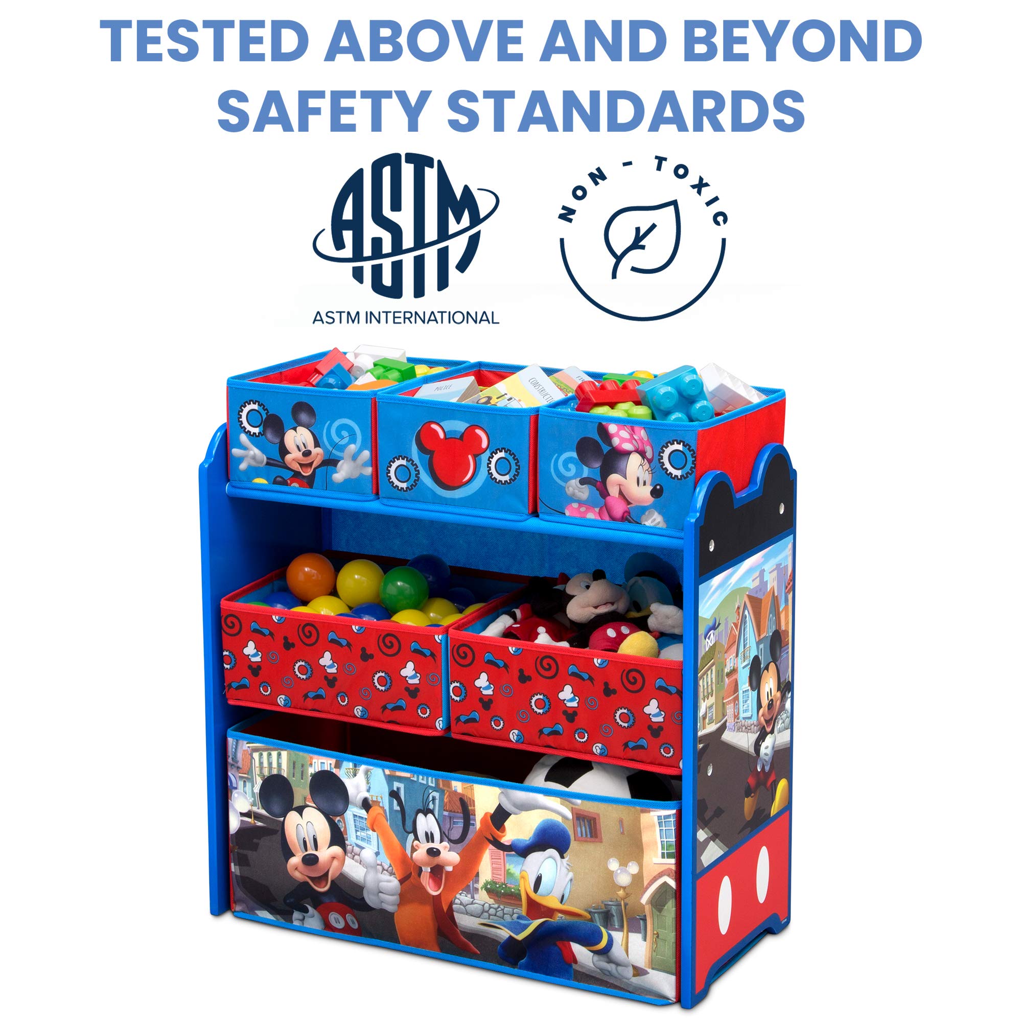 Delta Children Disney Mickey Mouse 6 Bin Design and Store Toy Organizer