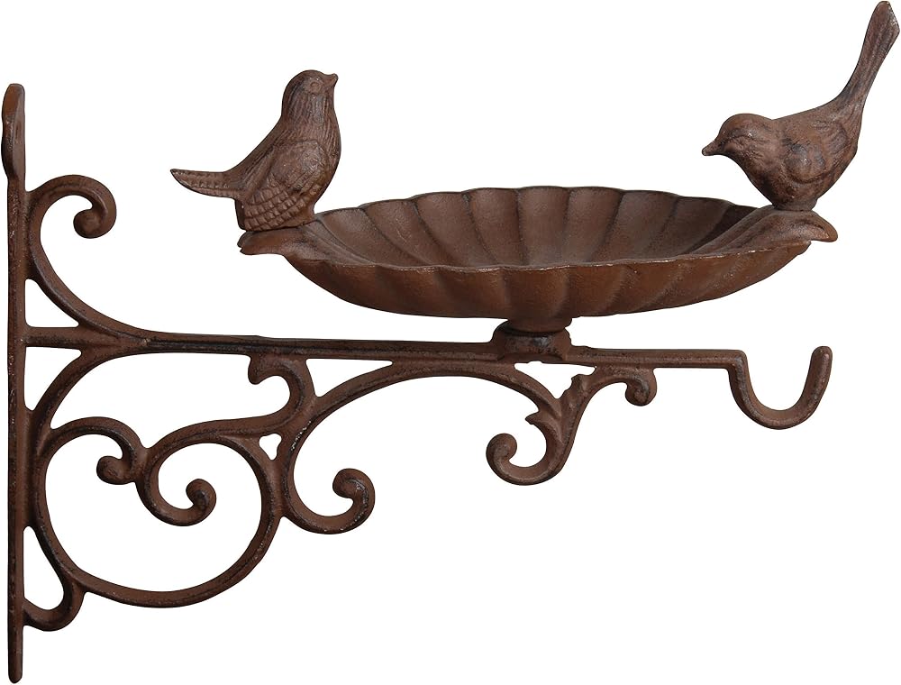Esschert Fallen Fruits FB163 Bird Bath Feeder with Wall Bracket Brown 23.6 x