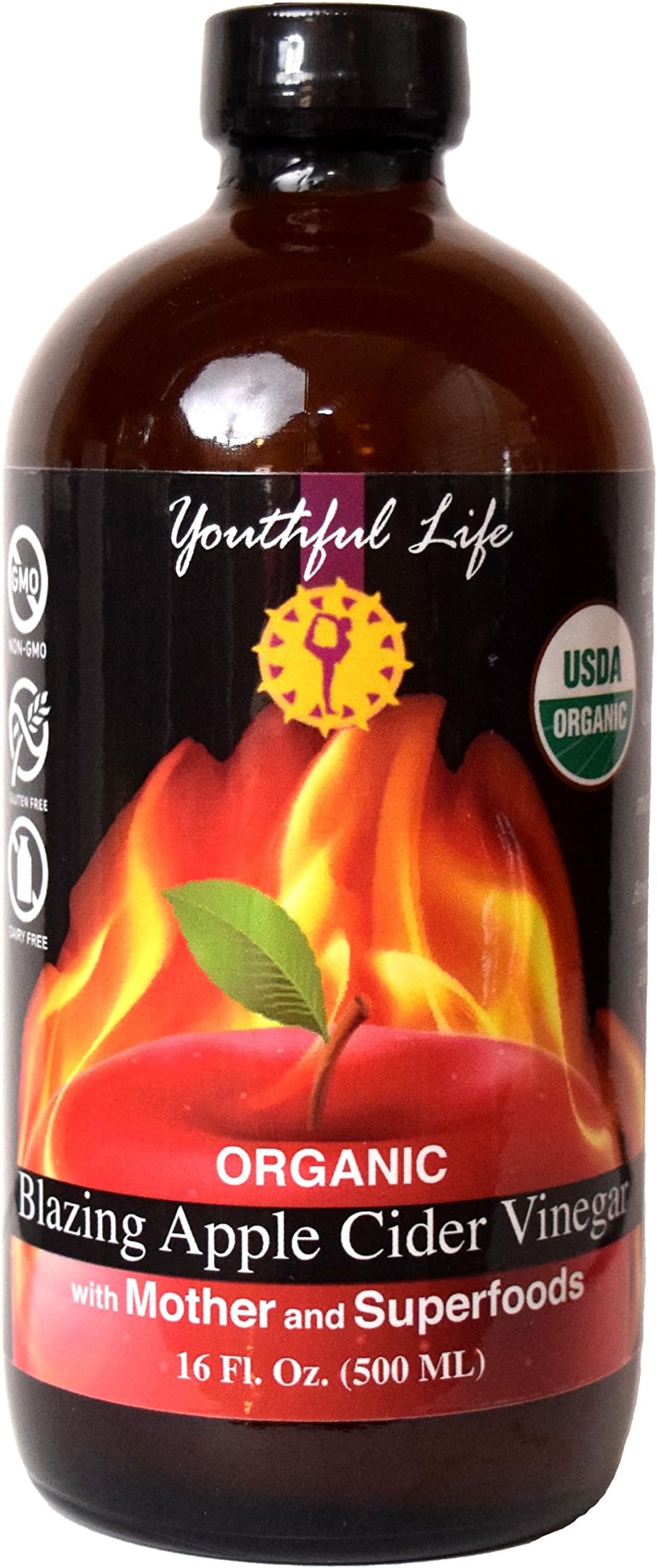 Blazing Apple Cider Vinegar, Fire Cider Tonic, ACV, with Mother and Superfoods, Organic, Raw, Unfiltered, Unpasteurized, Probiotic, Ideal Detox Cleanse, Tasty Seasoning Meats, Marinades