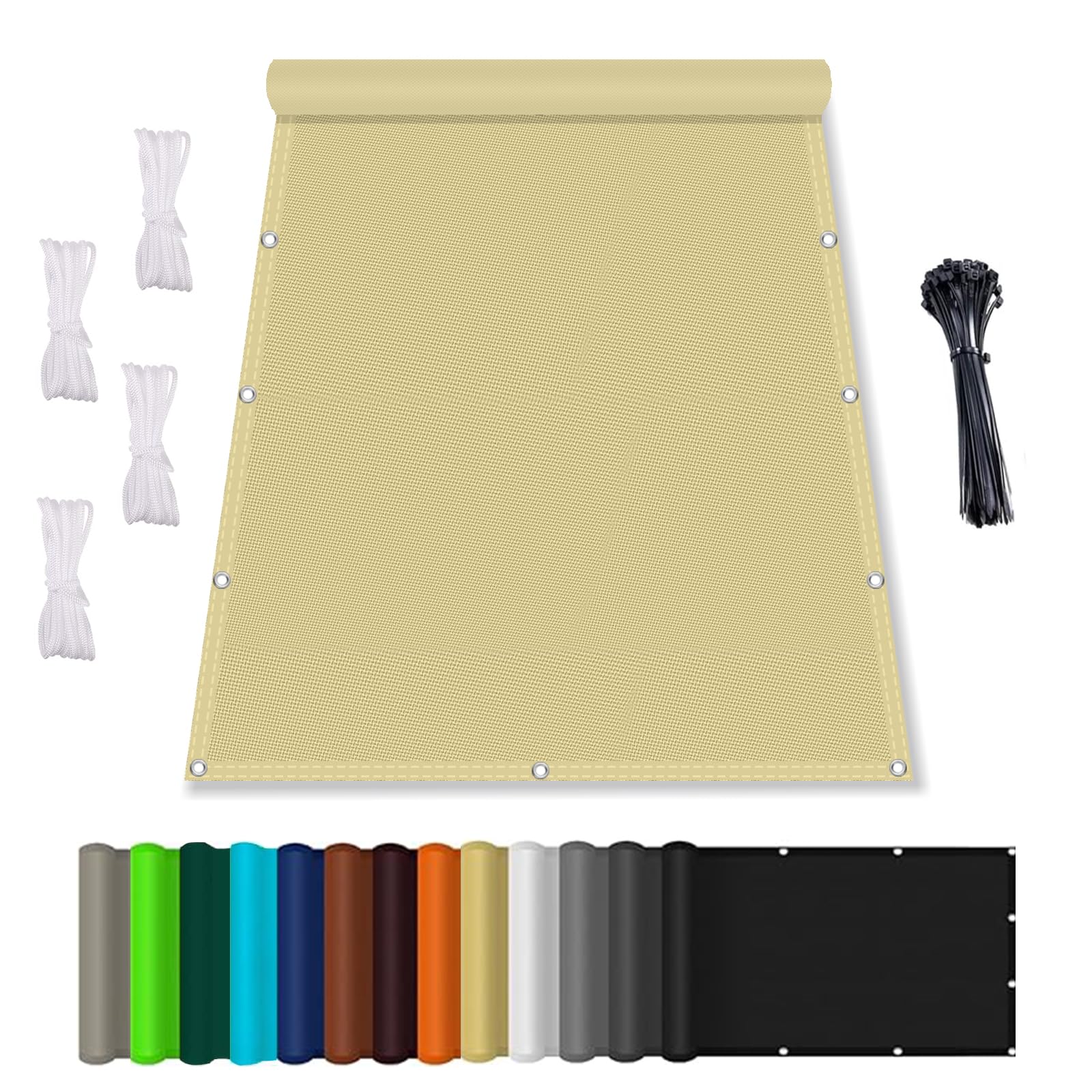 Shade Sail, Waterproof, Rectangular with Eyelets, 2 x 3 m, (Made to Measure) Awning Fabric, 95% UV Protection, Sun Protection Awning, Tear-Resistant, Weatherproof, with Rope, for Balcony, Patio