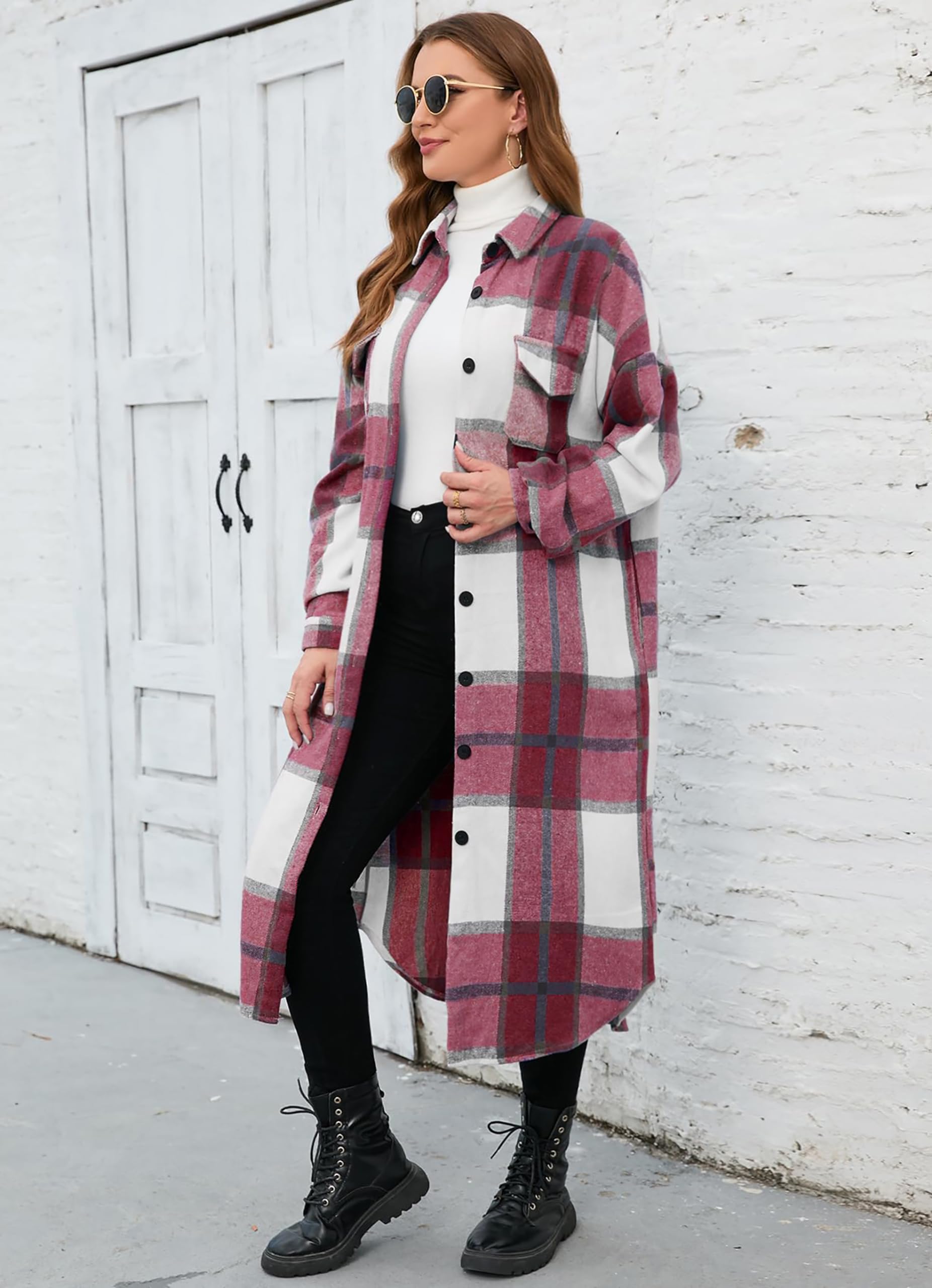 Women's Long Sleeve Flannel Oversiz