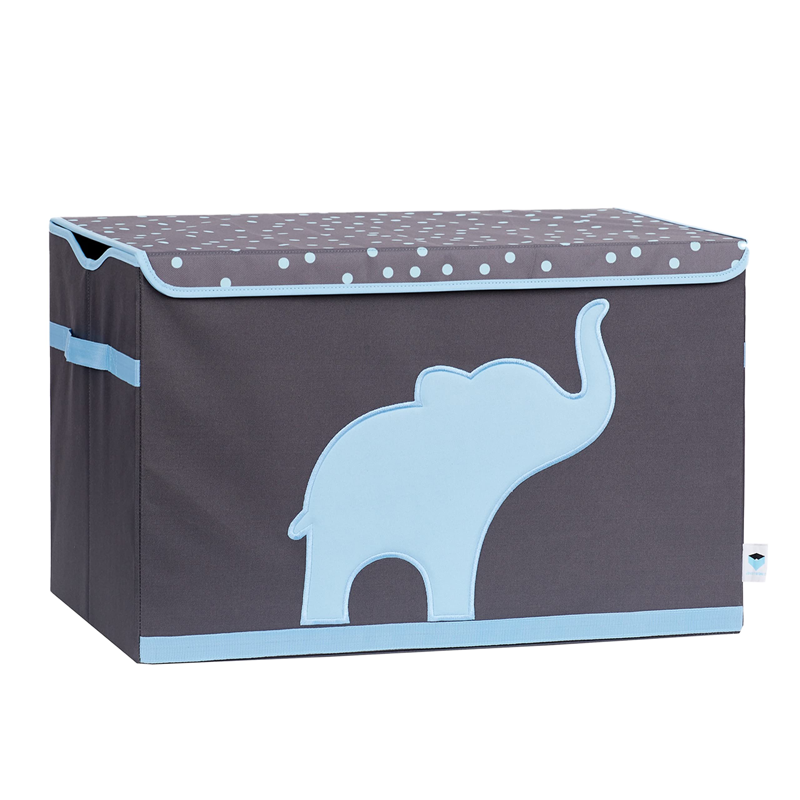 STORE.IT Toy Chest, Grey, Polyester/MDF, Polyester/MDF, Elephant - Grey/Light Blue, 61 x 37 x 38 cm