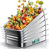 WantJoin Steam Table Hotel Pans 1/1 Full Size 2.5 Inch Deep 6 Pack, Stainless Steel Metal Tray Sets Food Storage Container for Restaurant Chafing Dishes Commercial Buffet Warmer Catering Supplies