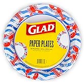 Glad Round Disposable Paper Plates, Lobster Waves Pattern - Strong, Sturdy, Soak Proof, and Microwavable Decorative Plates for Dinner and Everyday Use, 10 Inch, 50 Count
