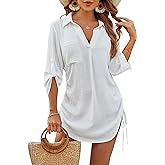 Blooming Jelly Womens Bathing Suit Cover Ups Bikini Swimsuit Coverup Drawstring Beach Dress Shirt