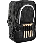 JDGHGB Golf Ball Bag Valuables Pouch,Golf Tee Bag Pouch Accessories with Detachable Carabiner Large Capacity Multiple Compartments can Store 12-15 Balls,Tees,Gloves,Mobile Phone and Keys