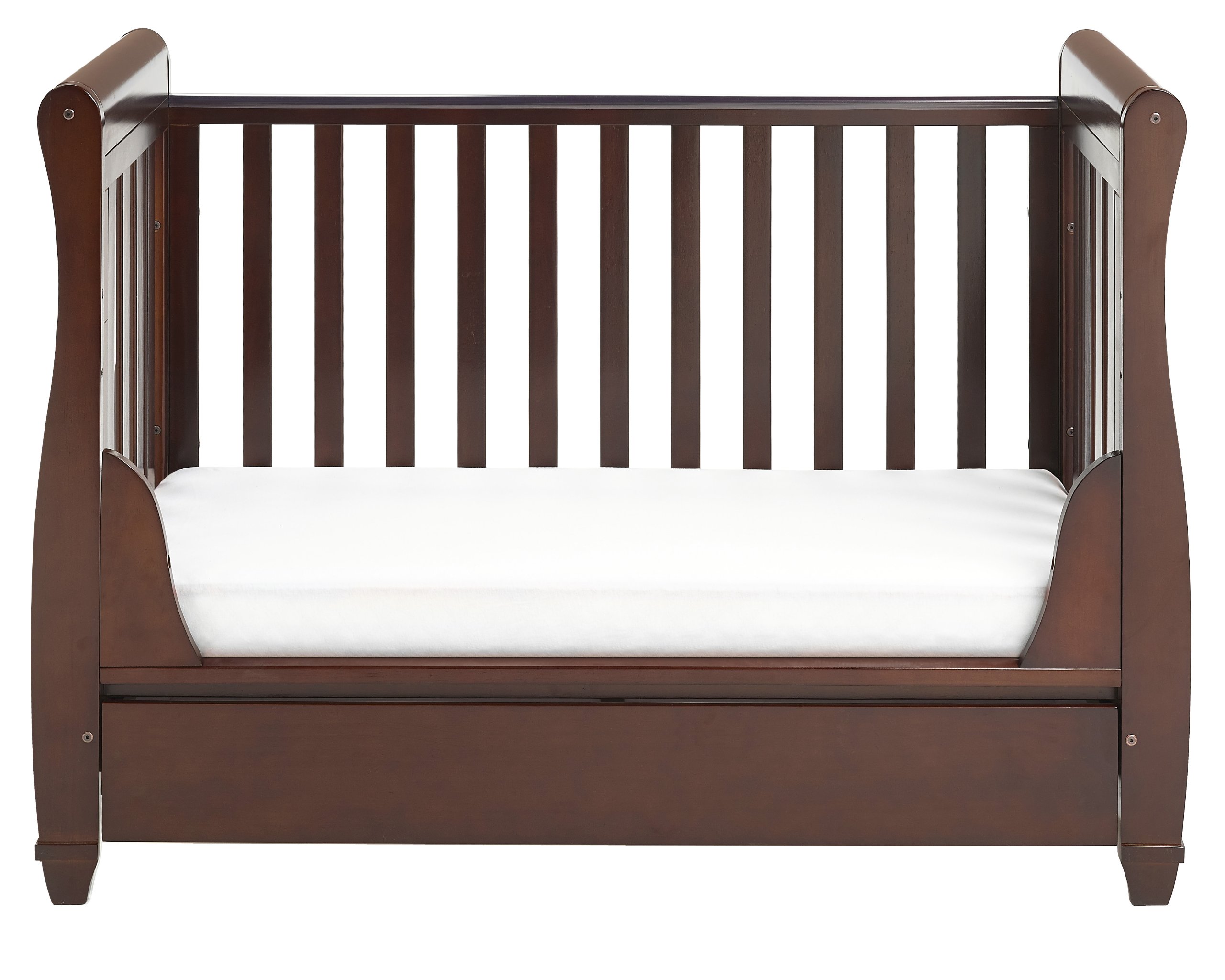 babymore eva sleigh cot bed dropside with drawer
