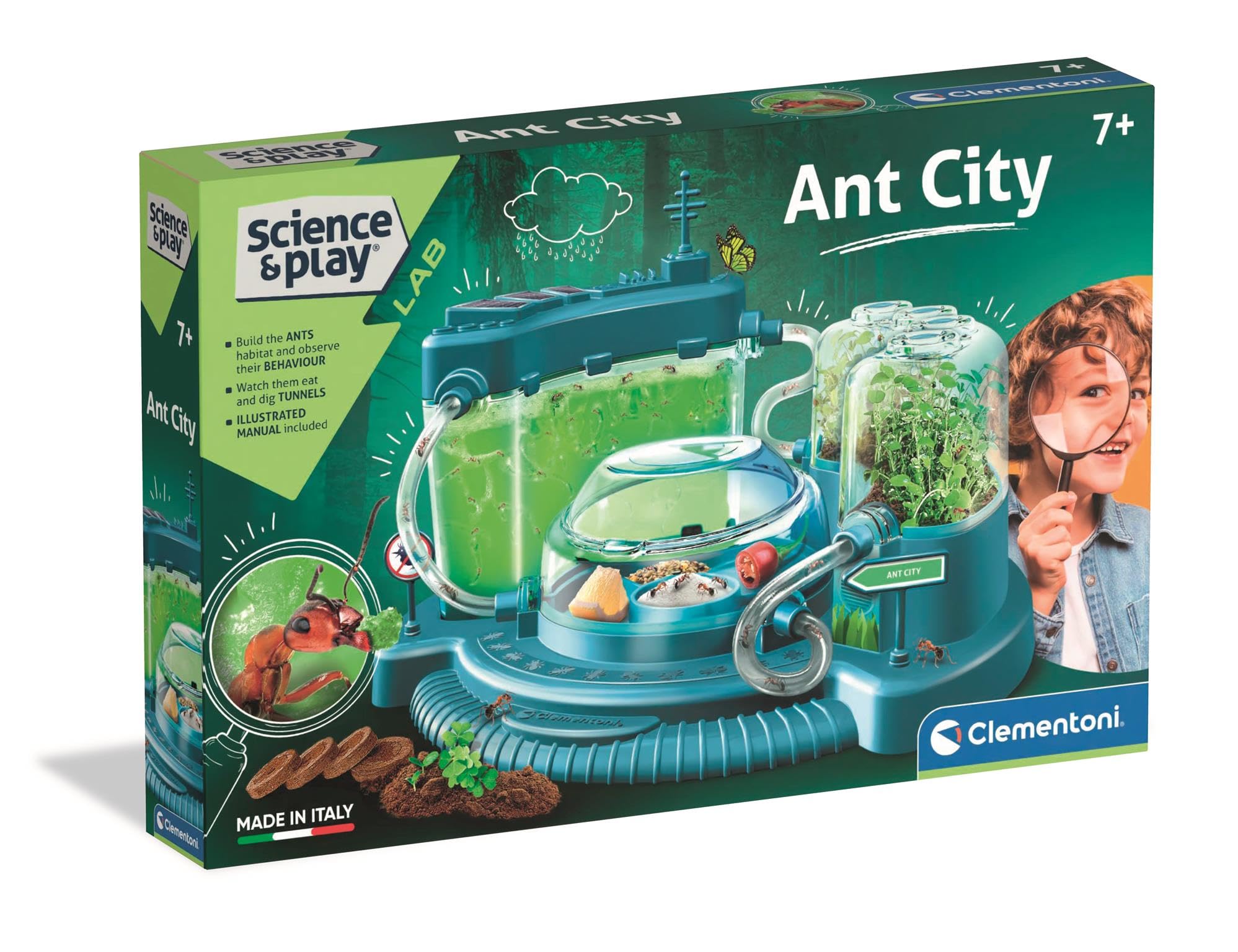 Clementoni Ant City – Modular Ant Habitat Playset with Tunnels, Botanical Module and Study Tools for Kids 7+