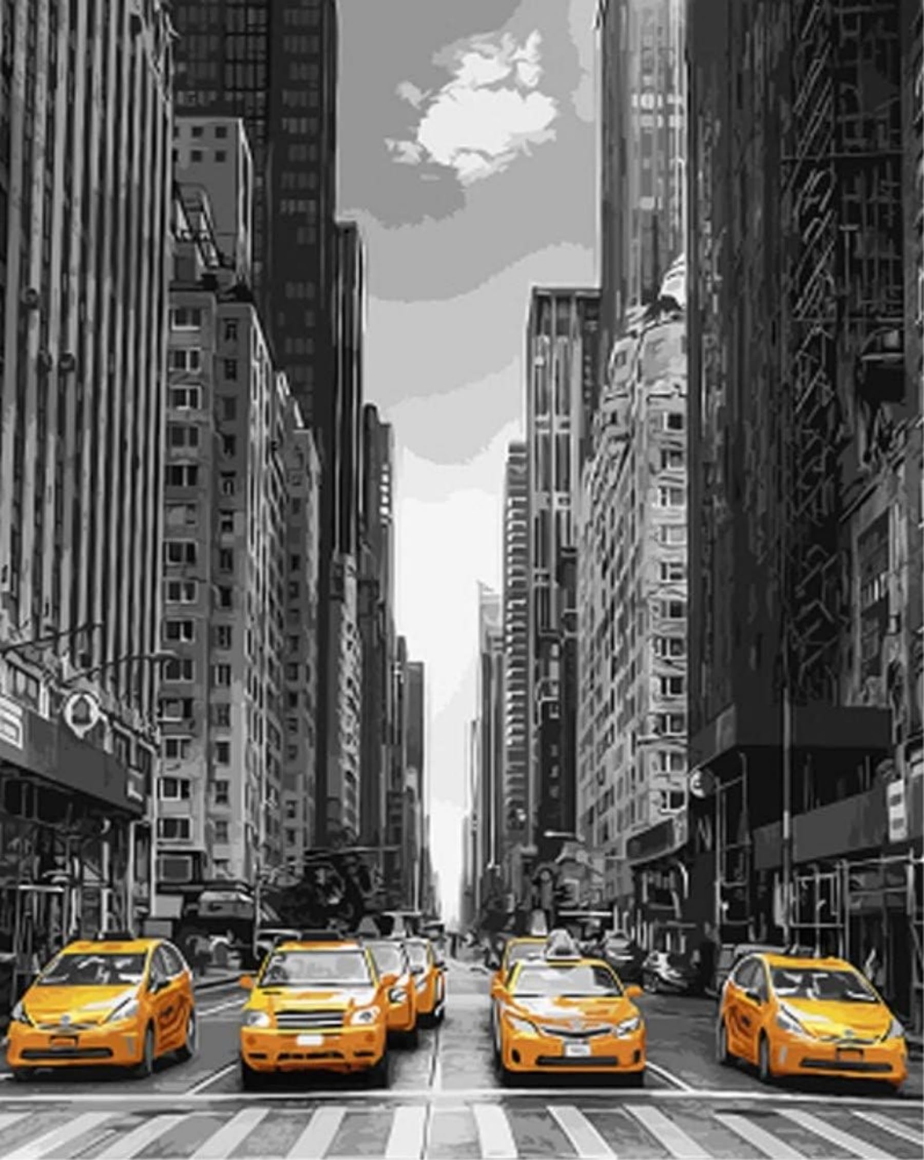 ABEUTY DIY Paint by Numbers for Adults Beginner - New York Street & Car-Adult Craft kit Arts Craft for Home Wall Decor 16x20 inches Number Painting