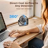 TriPole USB Desk Fan 3 Speeds 360° Rotatable Mini Table Fan Black view 5