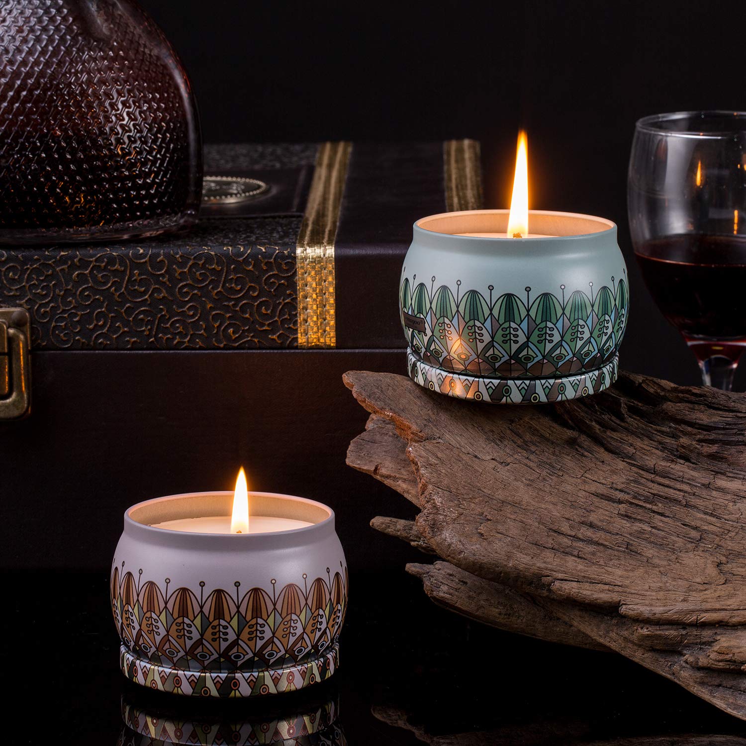 Amexi Duftkerze Jasmin, Flieder, Lavendel, Rose Duftkerzen 100% Sojawachs Aromatherapie Kerze 40Std 154g (Jasmin, Flieder)