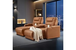Chorlenimi Home Theater Seating Oversized Loveseat Recliner Chair Ultra-Comfortable Reclining Chair Power Recliner Chairs with Electric Recliners for Living Room (Brown,Row of 2)