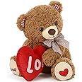 MorisMos Teddy Bear, 17" Red Heart Gift Teddy Bear with Big Red Heart Love Plush for Girlfriend, Wife, Her, Him