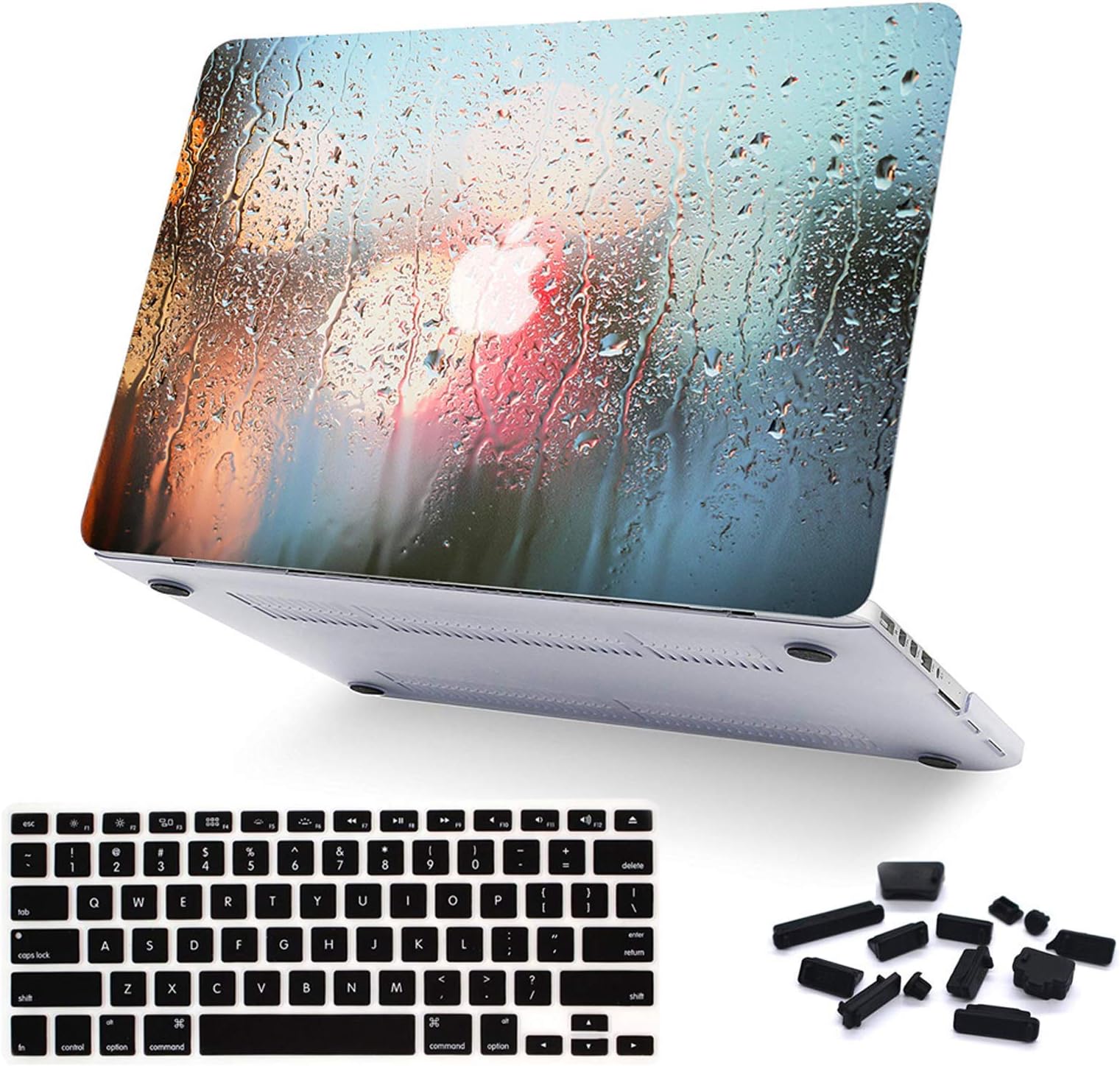 CIAOYE Case Compatible with MacBook 2018 2019 Air 13 Inch with Touch ID Retina Display Hard Plastic Case Cover with Keyboard Cover and Dustproof Plug for Model A1932 Air 13.3 Inch, Bright Rainy Day