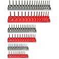OEMTOOLS 22413 6 Piece SAE and Metric Socket Tray Set, SAE and Metric Socket Storage for Sizes 1/4", 3/8”, and 1/2" Drive, Socket Holders and Socket Organizer Tray for Toolbox, Red/Grey