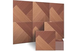 BUBOS Large Acoustic Panels,6 Pack Wood-Pattern Printing Soundproof Wall Panels, Total Size 70.8 x 47.2 Inches Self-Adhesive Decorative Sound Absorbing Panels for Studio, Home,Deep Diamond Weave