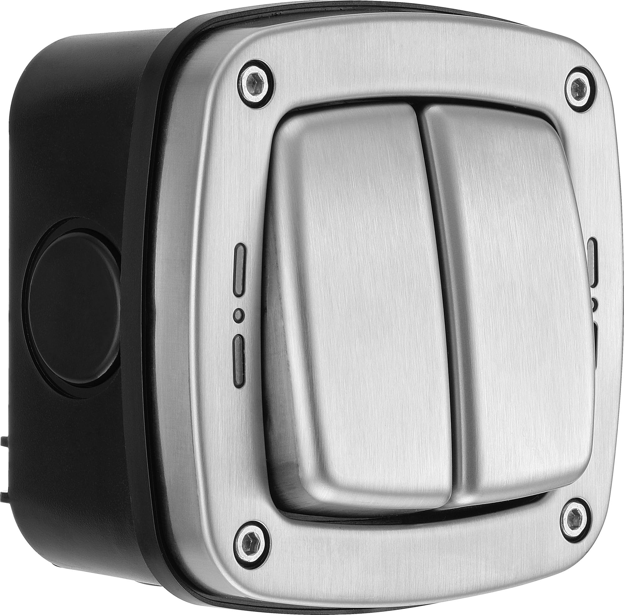 BG Electrical Outdoor Double Wall Switch with LED Indicator, Decorative Weatherproof, Stainless Steel, 2-Way, 20A, IP66 Rated, WPL42