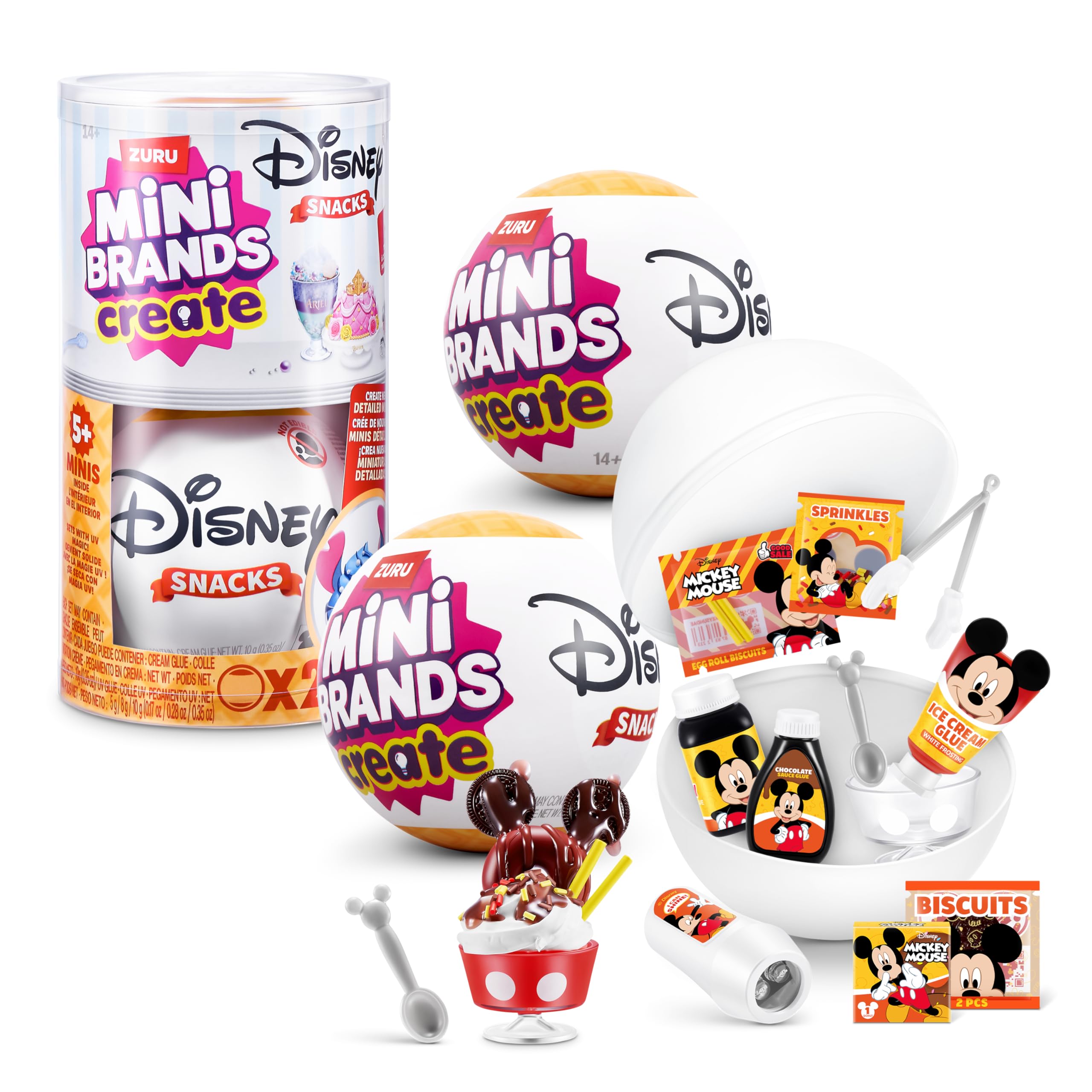 Photo 1 of Mini Brands Create Disney Snacks Series 1 Capsule by ZURU, Licensed Mini Collectibles, Mystery Blind Packaging, DIY, Crafts, Resin Play, Novelty, Replica Food, NOT Edible, 8+ (2 Capsules)