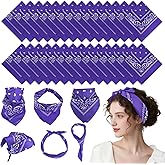 PLULON 30 Pack Bandanas for Men Women, Polyester Novelty Paisley Pattern Bandana Headbands Wristband Neckerchief Cowboy