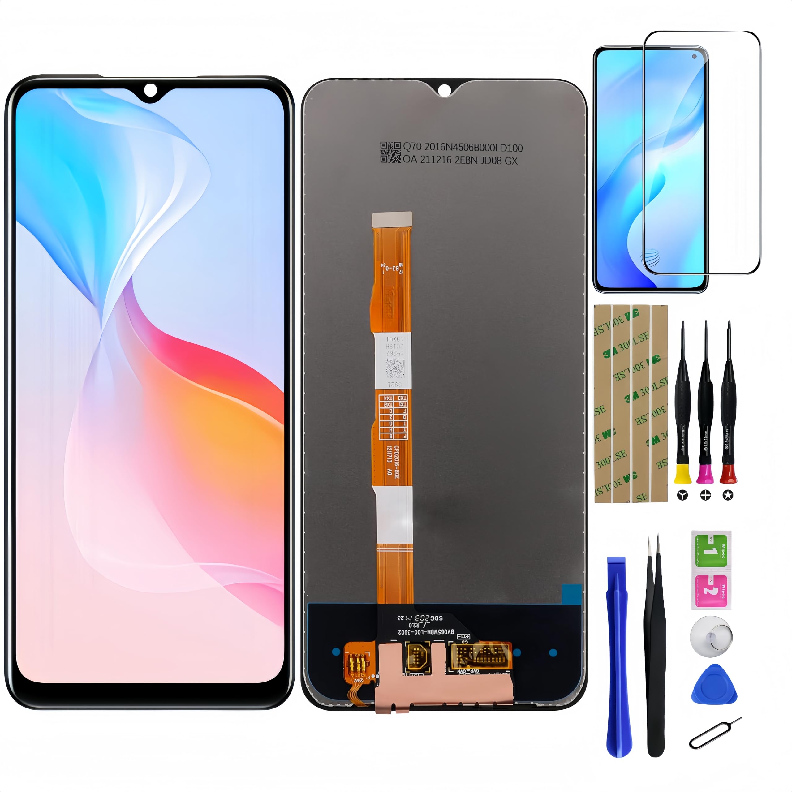 Ansyhttlg Compatible with Vivo Y21S 2021 V2110 LCD Screen Replacement Digitizer Touchscreen Mounted Replacement with Tools (Black)