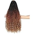 Ayana Goddess Crochet Box Braids Curly Ends 144 Strands 22 Inch Bohomian Crochet Braids Box Braids Crochet Box Braids Curly Ends Synthetic Crochet Braids Hair Extensions For Women(22 Inch,1B/130/27)