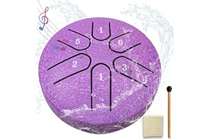 SITKOL Rain Drum for Outside Garden, With Music Book, 3 Inch 6 Notes Steel Drum Drum,Waterproof and Drainage, Steel Tongue Drum, Chakra Drum for Rain, Musical Instrument for Meditation of Yoga(Purple)