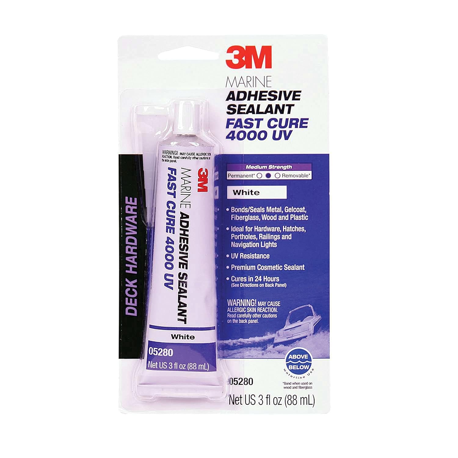 3M 05280 Marine Adhesive/Sealant Fast Cure 4000 UV, White / 3 oz., New