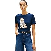 Tommy Hilfiger Womens Short Sleeve Cotton Graphic Crew Neck T-Shirts with Printed Dog Graphic Dog Mom Shirt