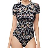 MANGOPOP Womens Bodysuit Crew Neck Short Sleeve T Shirts Basic Body suit