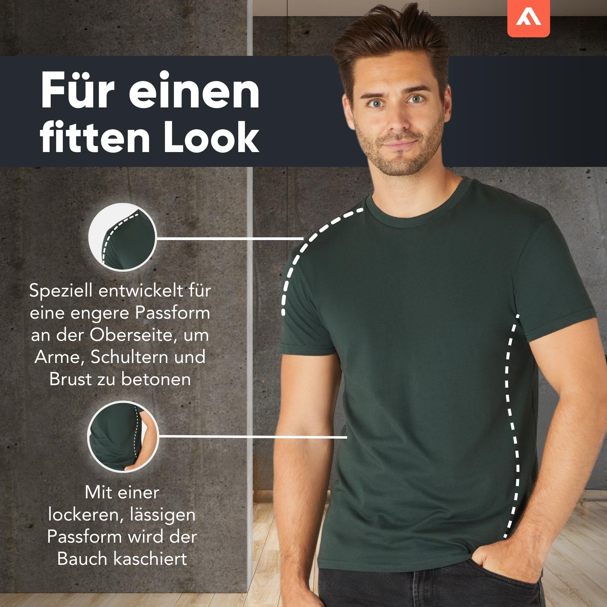 Fm London Herren-t-shirt (3/5er-pack) Herren T-Shirt , Schwarz, Grau, Weiß, Marineblau, Anthrazit (5er-pack), M 2