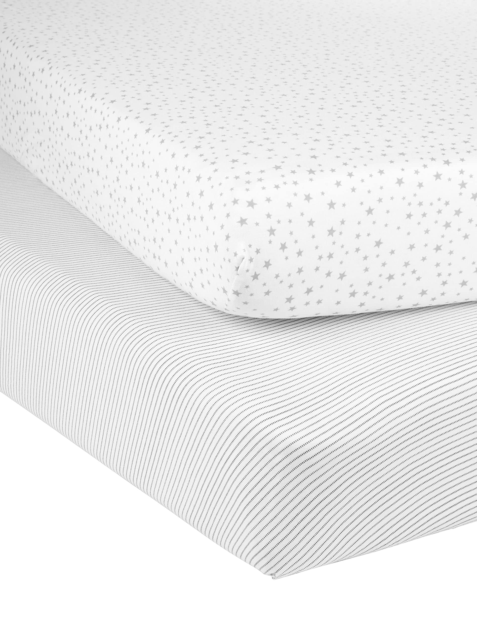 Simple Joys by Carter's Baby 2-Pack Cotton Crib Sheets Infant and Toddler Costumes, White Stars, One Size (Pack of 2)