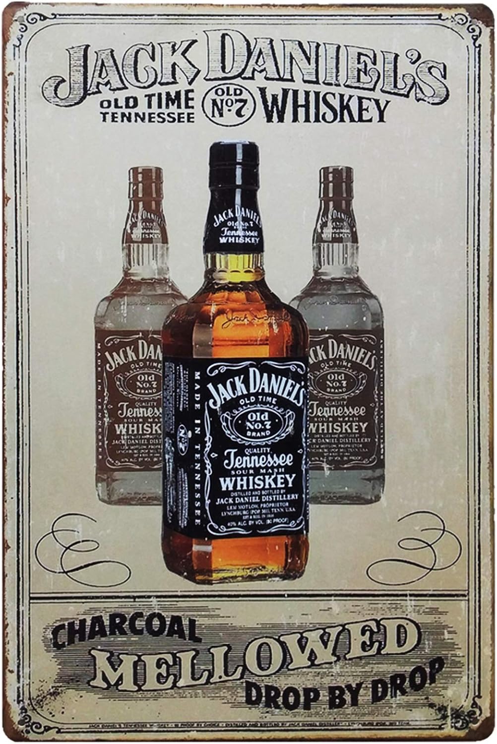 TISOSO Jack Daniels Vintage Style Plaque Metal Tin Sign Poster Plate Whiskey Wall Decor Home Gift 12 X 8
