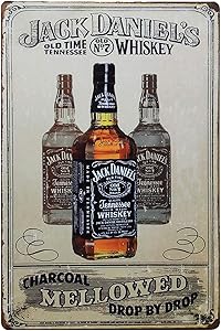 TISOSO Jack Daniels Vintage Style Plaque Metal Tin Sign Poster Plate Whiskey Wall Decor Home Gift 12 X 8