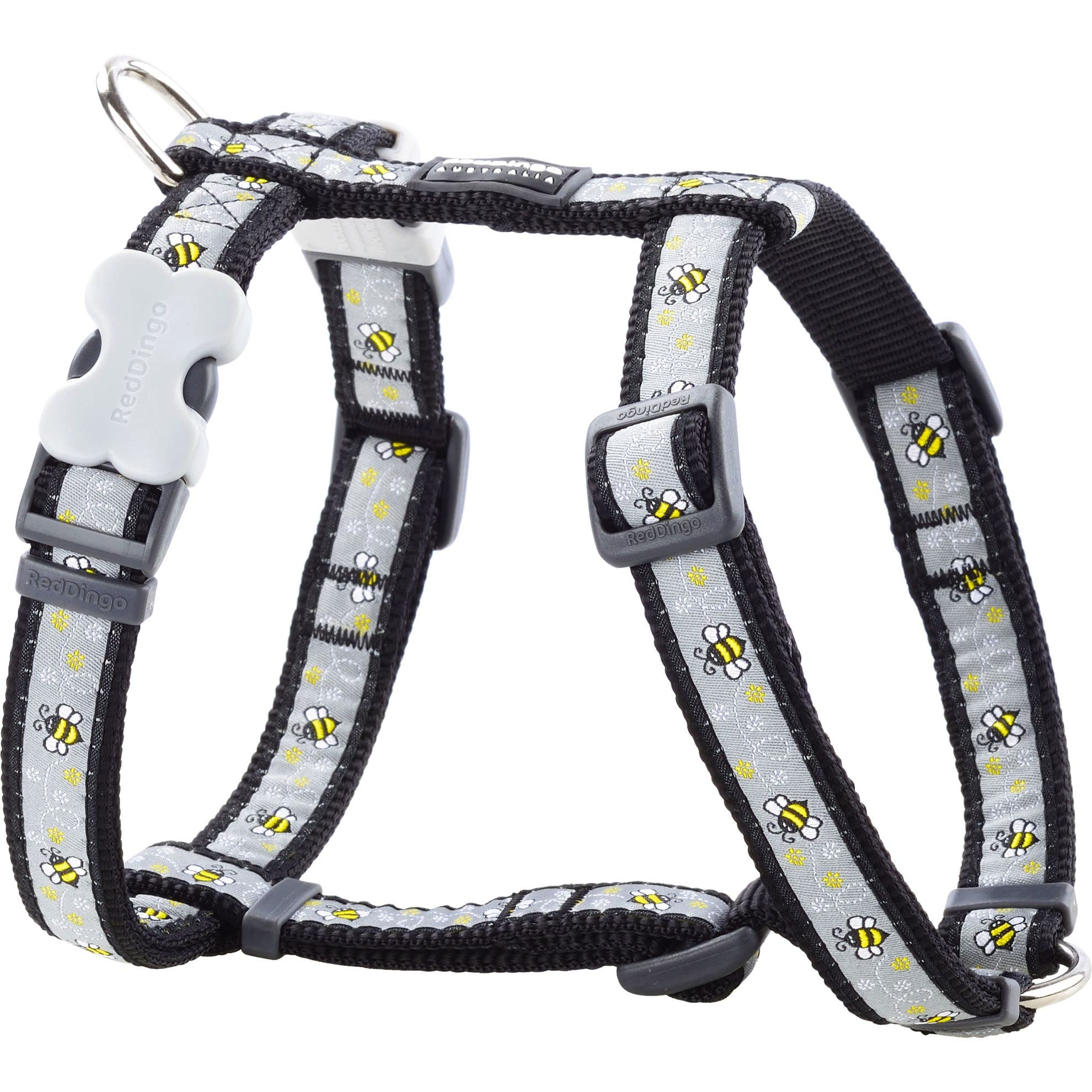 Red Dingo Classic Dog Harness Design, Bumble Bee Black, Medium 20mm