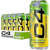 Cellucor C4 Performance Energy Drink | JOLLY RANCHER Green Apple | Zero Sugar Carbonated Preworkout Energy | 200mg Caffeine with Beta Alanine | 16 Fl Oz (12 Pack)