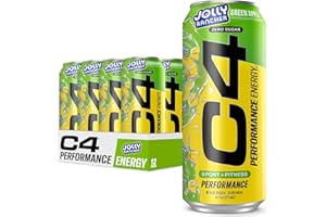 Cellucor C4 Performance Energy Drink | JOLLY RANCHER Green Apple | Zero Sugar Carbonated Preworkout Energy | 200mg Caffeine with Beta Alanine | 16 Fl Oz (12 Pack)