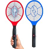 Electric Fly Swatter 2 Pack - 3000V Electric Grid Bug Zapper Racket with Safety Mesh, Handheld Mosquito &amp; Fly Killer for Indoor &amp; Outdoor Use, AA Batteries Required (Not Included)
