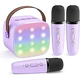 YLL Upgraded Mini Karaoke Machine with 3 Wireless Microphones Toy for Kids, Birthday Gifts for Girls Boys, Portable MP3 Player for Ages 3, 4, 5, 6, 7, 8, 9, 10, 11, 12+ Year Old Family Party (Purple)