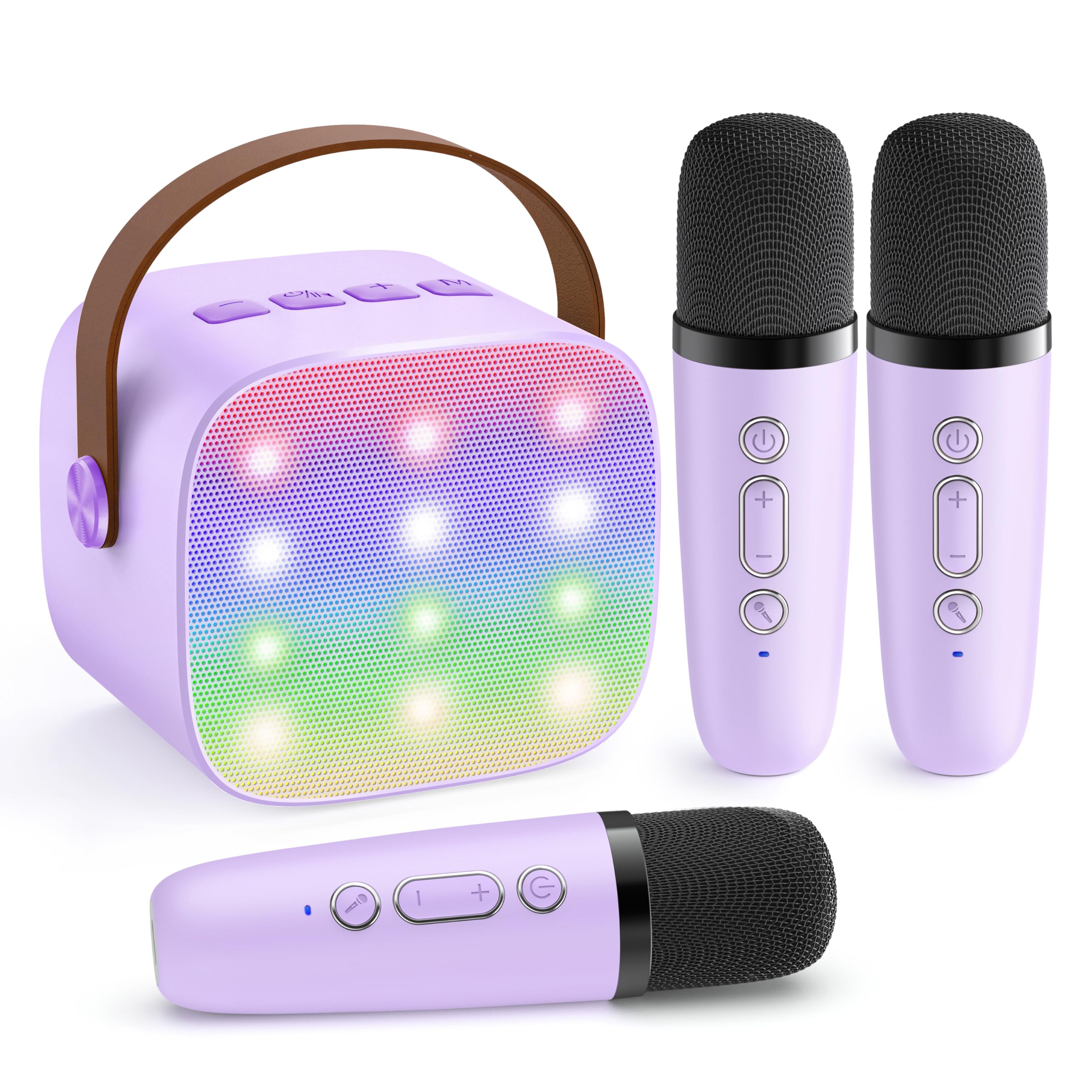 Photo 1 of YLL Upgraded Mini Karaoke Machine with 3 Wireless Microphones Toy for Kids, Birthday Gifts for Girls Boys, Portable MP3 Player for Ages 3, 4, 5, 6, 7, 8, 9, 10, 11, 12+ Year Old Family Party (Purple)