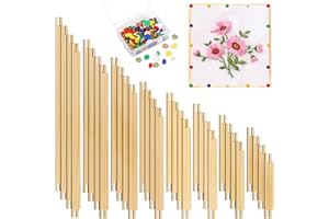 AHIER 16 Sets Needlepoint Stretcher Bars with 100 Tacks, 8 Sizes 32 PCS Wooden Canvas Splicing Stretcher Bars for Needlework Embroidery Stitch Frame Set