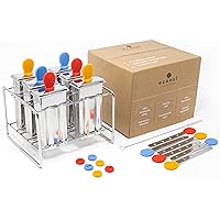 Ecozoi Stainless Steel Popsicle Molds, 6 Ice Popsicle Makers, 6 Stainless Steel Sticks, 12 Silicone Seals and 1 Coconut Clean