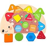 Montessori Toddler Puzzle Toys Shape Sorter Puzzle for 3-5Year Old Boys and Girls Educational Toy with Numbers and Colors