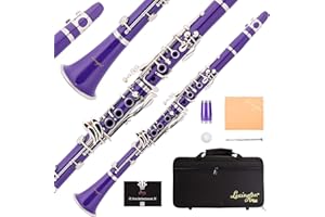 Aileen Lexington Bb Flat 17 Key Clarinet with Mouthpiece, Hard Case, Cork Grease, Gloves and Other Kit (Purple, 17 Key)