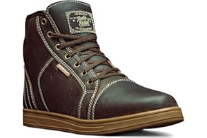 Indie Ridge Leather Motorcycle Boots, Mohawk - Protective Powersports Boots, Waterproof (10.5)