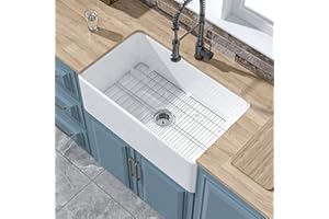 HOMLYLINK Farmhouse Sink 30 x 18 Inch, White Farm Sink,10" High Farmhouse Apron Sink, Fireclay Farmer Barn Sink, White Undermount Kitchen Sink Single Bowl, w Custom Accessories 2 Types, for Kitchen